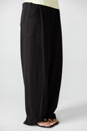 COMFY MELTON WIDE LEG PANTS - BLACK