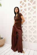 LOOSE PANTS WITH SIDE POCKET -MAROON