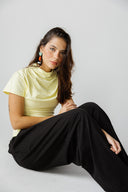 COMFY MELTON WIDE LEG PANTS - BLACK