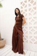 LOOSE PANTS WITH SIDE POCKET -MAROON