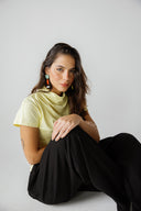 COMFY MELTON WIDE LEG PANTS - BLACK