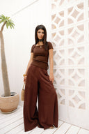 LOOSE PANTS WITH SIDE POCKET -MAROON