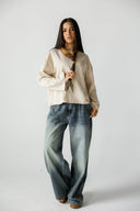 BOXFIT LONG SLEEVE TEE -Beige