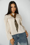 BOXFIT LONG SLEEVE TEE -Beige