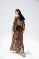 SOFT SATIN DRESS -BROWN