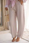 ELASTIC WAIST BALLOON PANTS -NUDE
