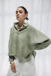 HIGH LOW LINEN SHIRT -OLIVE