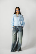 BOXFIT LONG SLEEVE TEE SHIRT -BABY BLUE