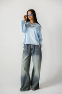 BOXFIT LONG SLEEVE TEE SHIRT -BABY BLUE