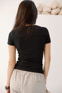 Ribbed Square Neck Basic top -BLACK