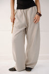 ELASTIC WAIST BALLOON PANTS -OLIVE