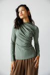 DRAPED ELEGANCE TOP -OLIVE