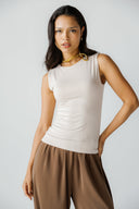 FULL LINED SLEEVELESS BASIC TOP -Beige