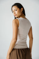 FULL LINED SLEEVELESS BASIC TOP -Beige