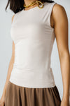 FULL LINED SLEEVELESS BASIC TOP -Beige