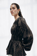 MIDNIGHT LUSTRE BLOUSE-BLACK