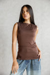 sleeveless top -BROWN