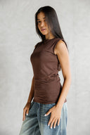 Sleeveless Top -BROWN