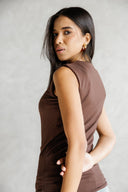 Sleeveless Top -BROWN