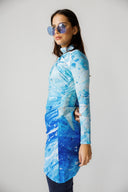 AZURE MOTION SWIM TOP -BLUE