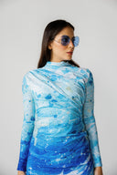 AZURE MOTION SWIM TOP -BLUE