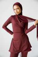 SOPHIA WRAPED SWIM TOP -MAROON