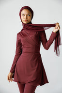 SOPHIA WRAPED SWIM TOP -MAROON