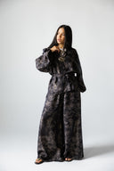WARM PATCHWORK CARDIGAN -BLACK