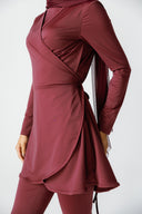 SOPHIA WRAPED SWIM TOP -MAROON
