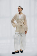 COASTAL CROCHET CARDIGAN -Beige
