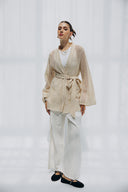COASTAL CROCHET CARDIGAN -Beige