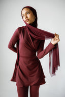 SOPHIA WRAPED SWIM TOP -MAROON