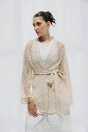 COASTAL CROCHET CARDIGAN -Beige