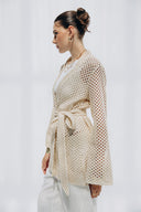 COASTAL CROCHET CARDIGAN -Beige
