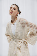 COASTAL CROCHET CARDIGAN -Beige
