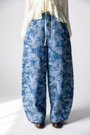 PAISLEY DENIM BALLOON PANTS - LIGHT BLUE
