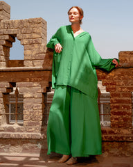 WITH HOODIE LINEN SHIRT-GREEN