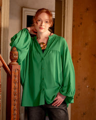 PLAIN OVERSIZED BLOUSE -GREEN