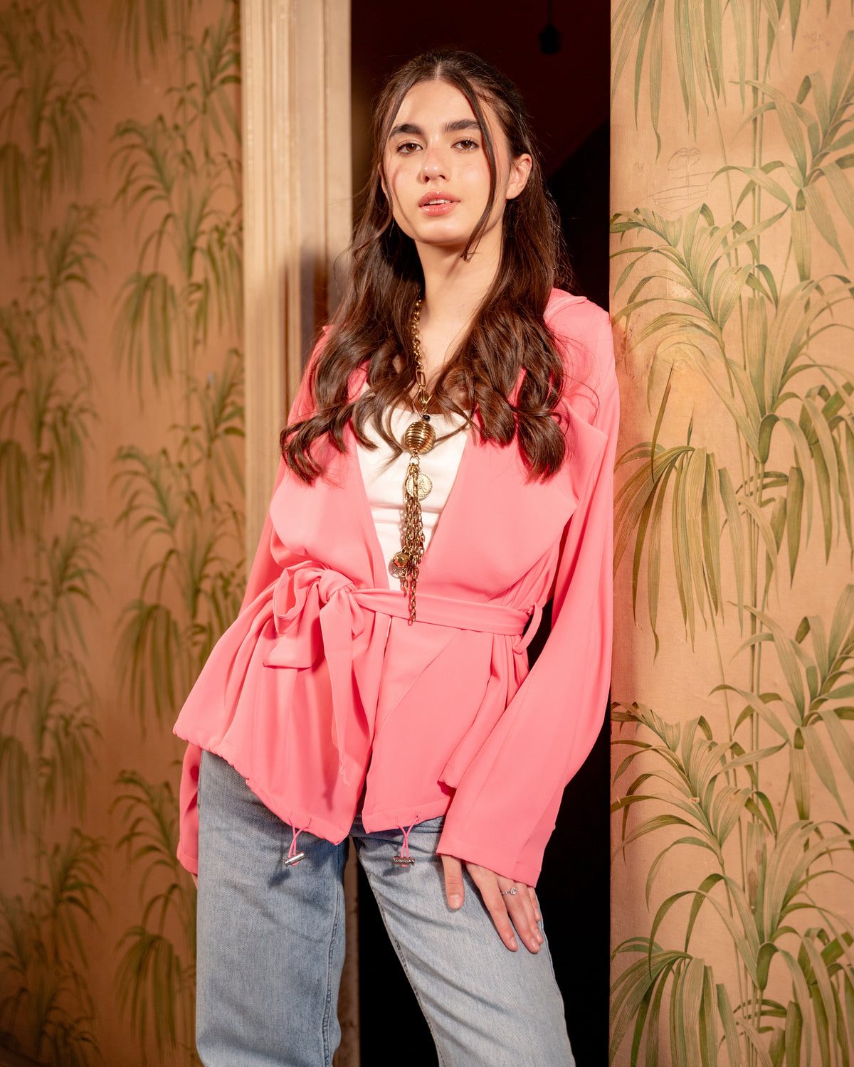 SHORT JACKET WITH BELT -FOSHIA