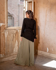 HIGH WAIST WIDE LEG PANTS-OLIVE