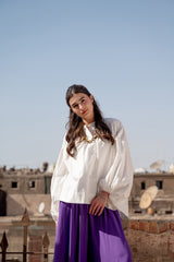 PLAIN OVERSIZED COTTON BLOUSE-WHITE