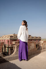 PLAIN OVERSIZED COTTON BLOUSE-WHITE