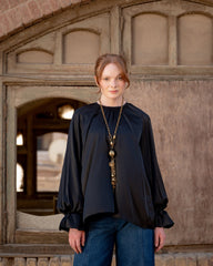 SATIN BLOUSE -BLACK