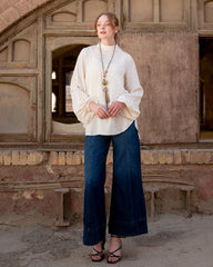 PUFFY SLEEVES BASIC BLOUSE-OFF WHITE
