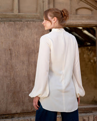 PUFFY SLEEVES BASIC BLOUSE-OFF WHITE