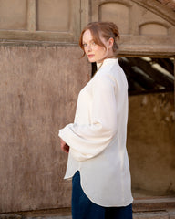 PUFFY SLEEVES BASIC BLOUSE-OFF WHITE