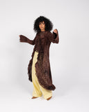 RUFFLE LACE CARDIGAN -BROWN
