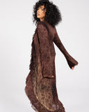 RUFFLE LACE CARDIGAN -BROWN