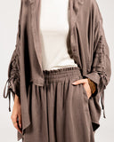 COMFY LINEN BLOUSE -BROWN