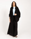 COMFY WIDE LEG LINEN PANTS -BLACK